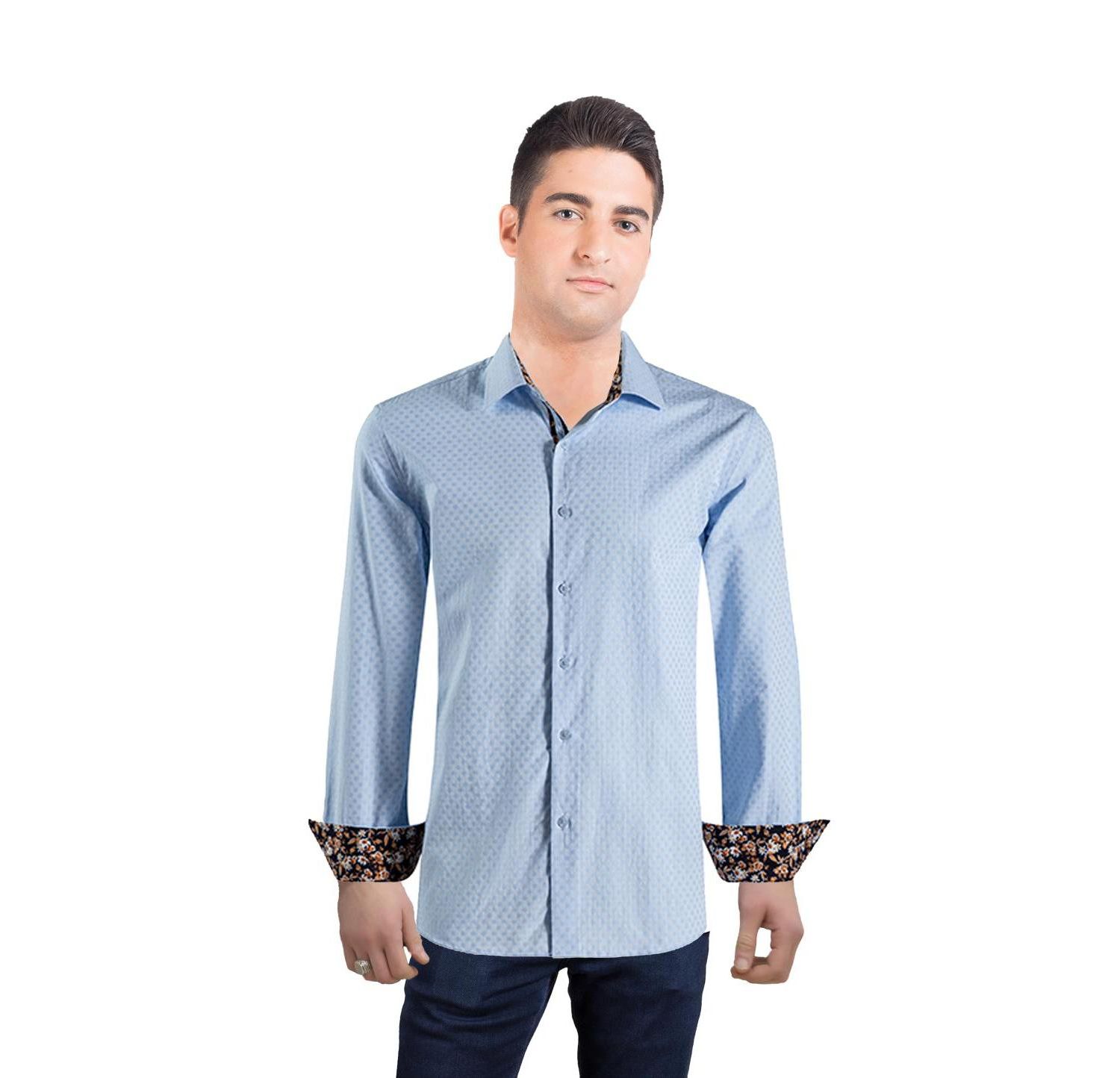 Men's Slim Fit Jacquard Dot Button-Down Shirt