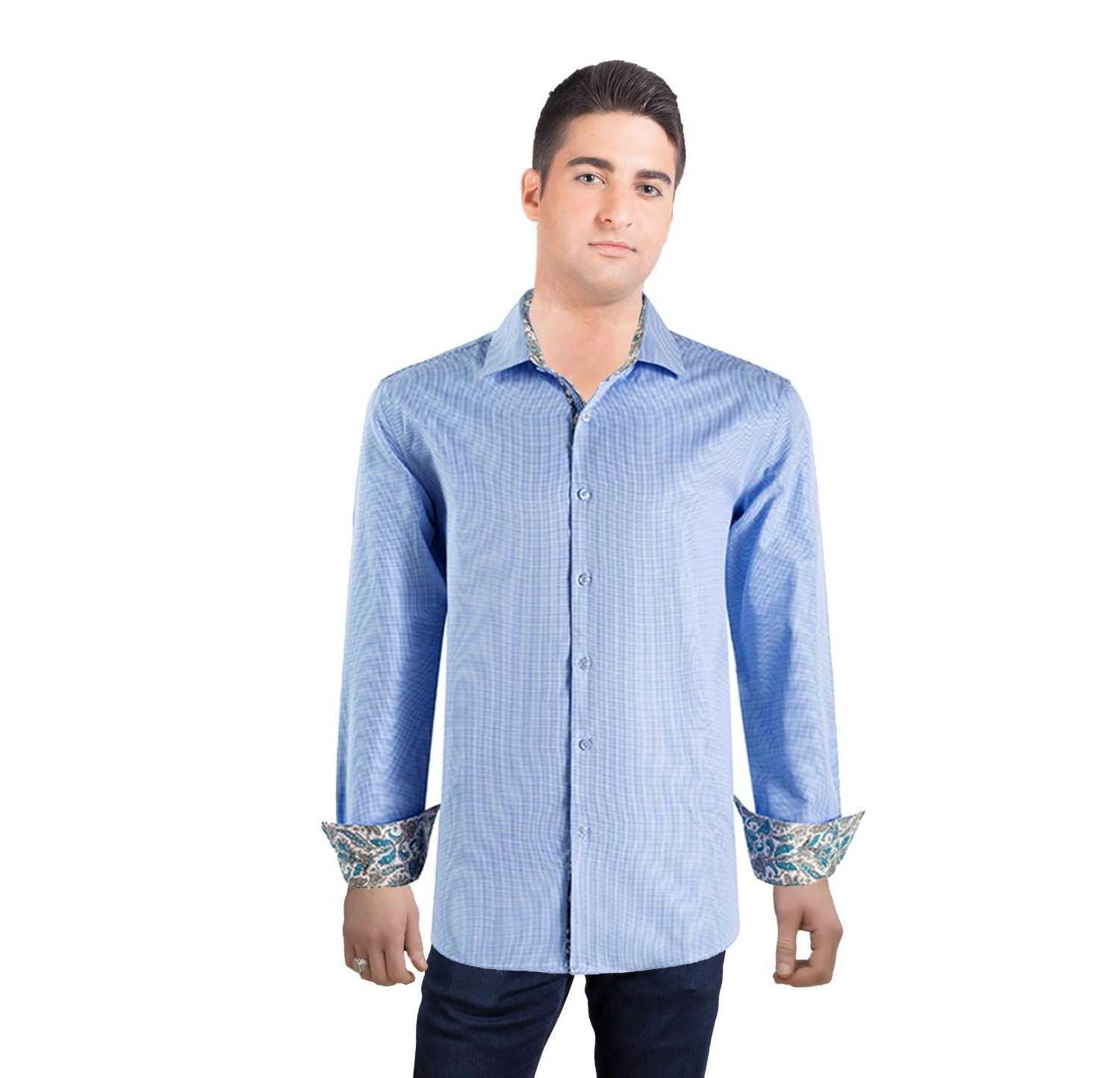 Men's Slim Fit Houndstooth Dress Shirt