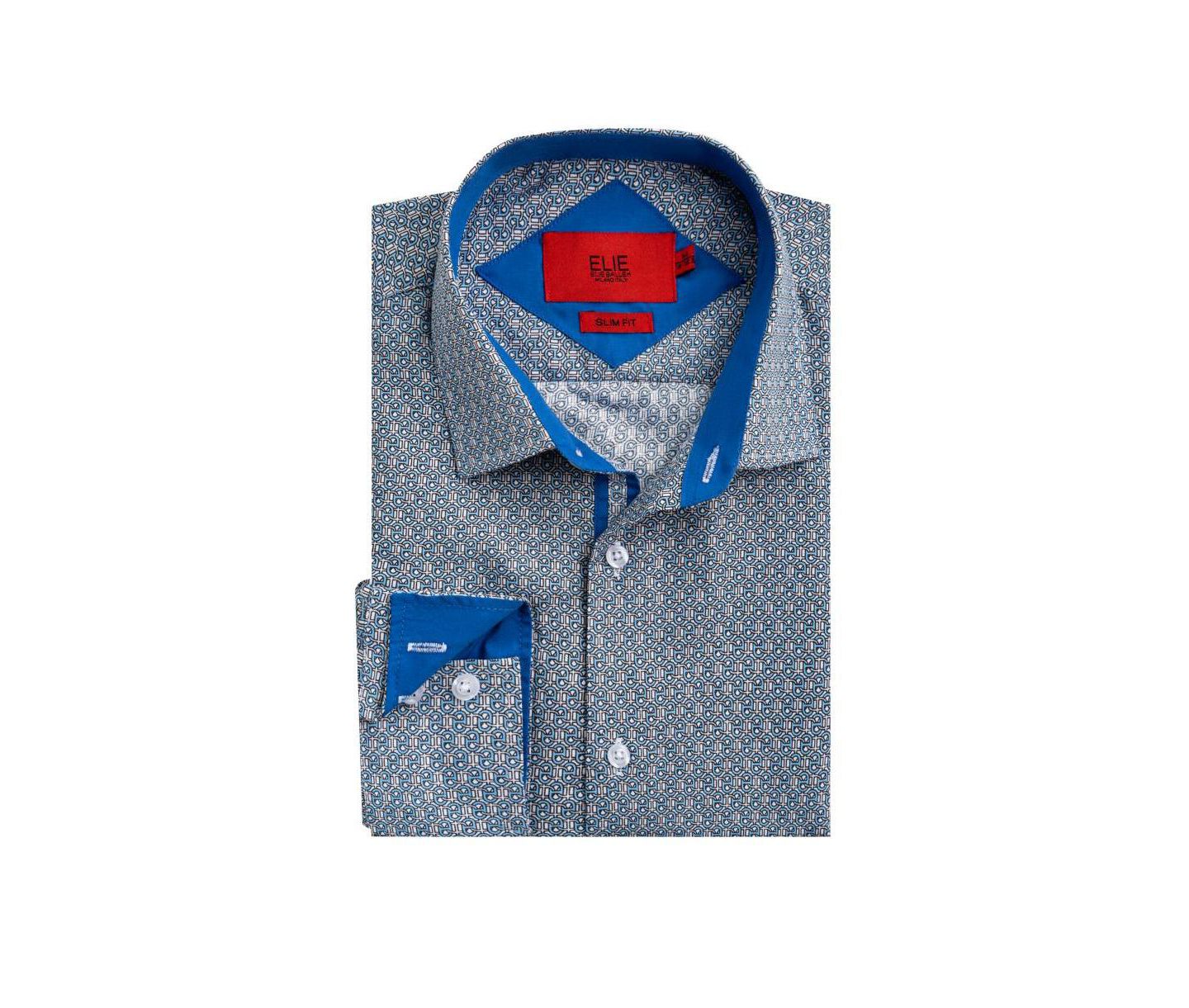 Мужская рубашка Elie Balleh Slim Fit Geometric Print, цвет: Белый — фото 3