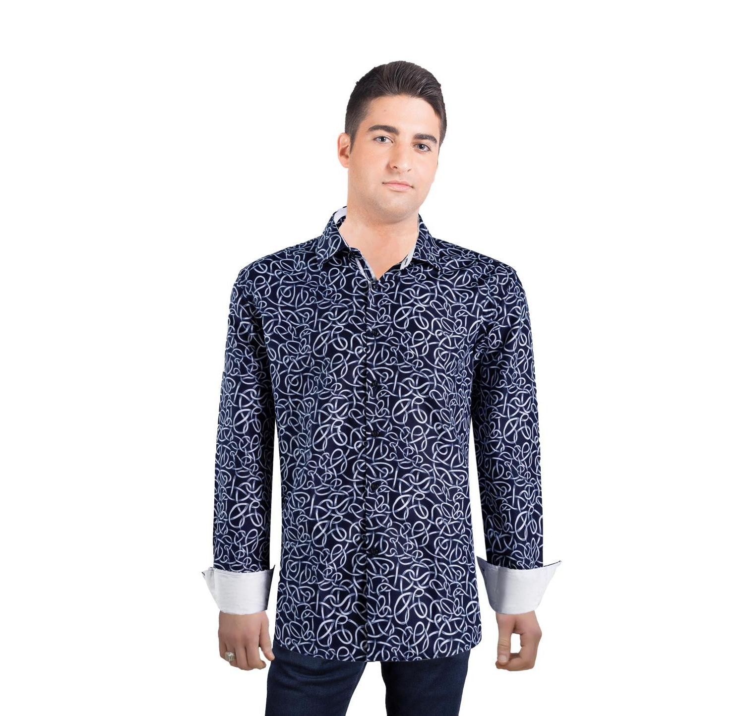 Men's Slim Fit Swirl Print Shirt