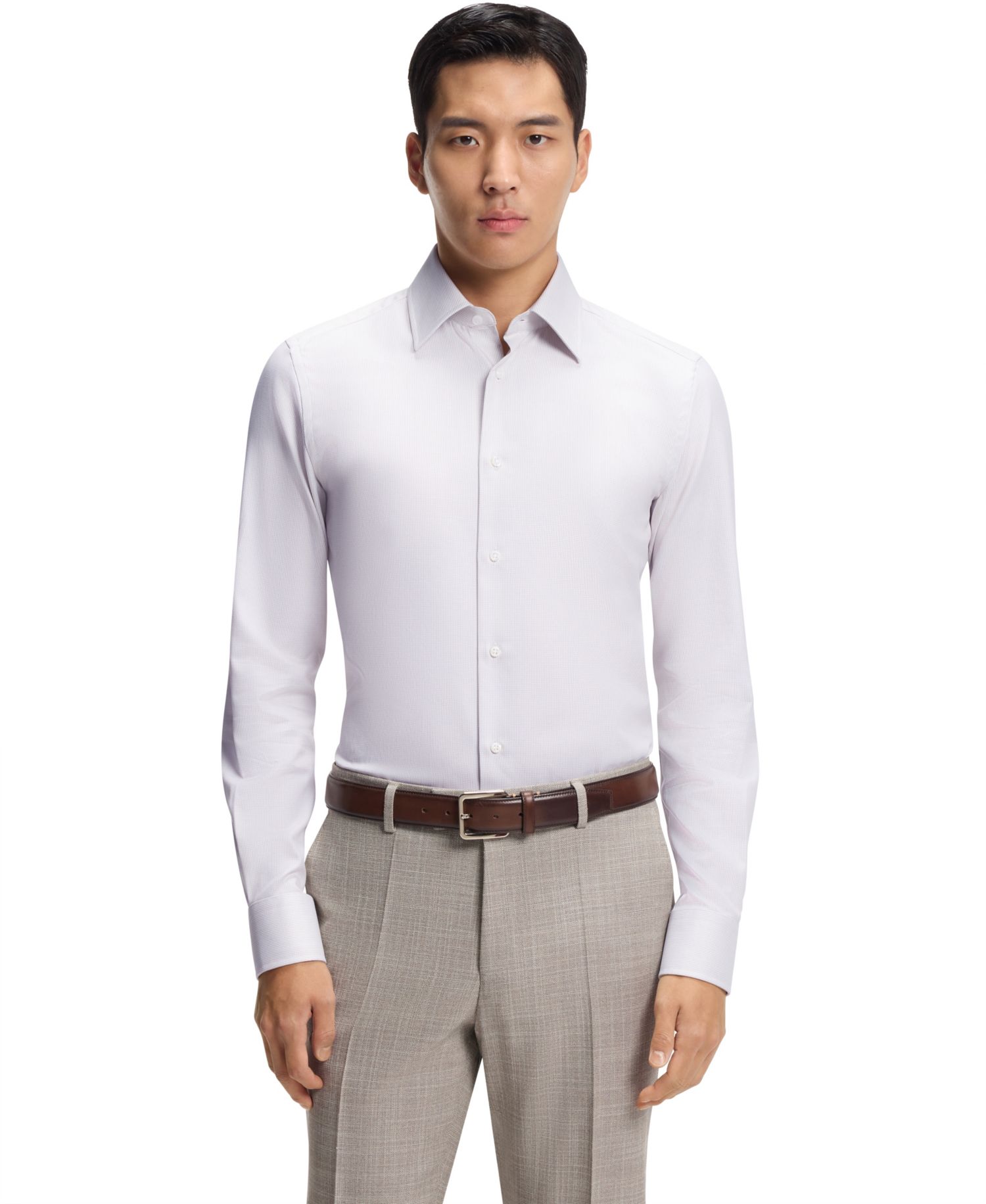 Men's Italian-Made Structured Cotton Slim-Fit Dress Shirt