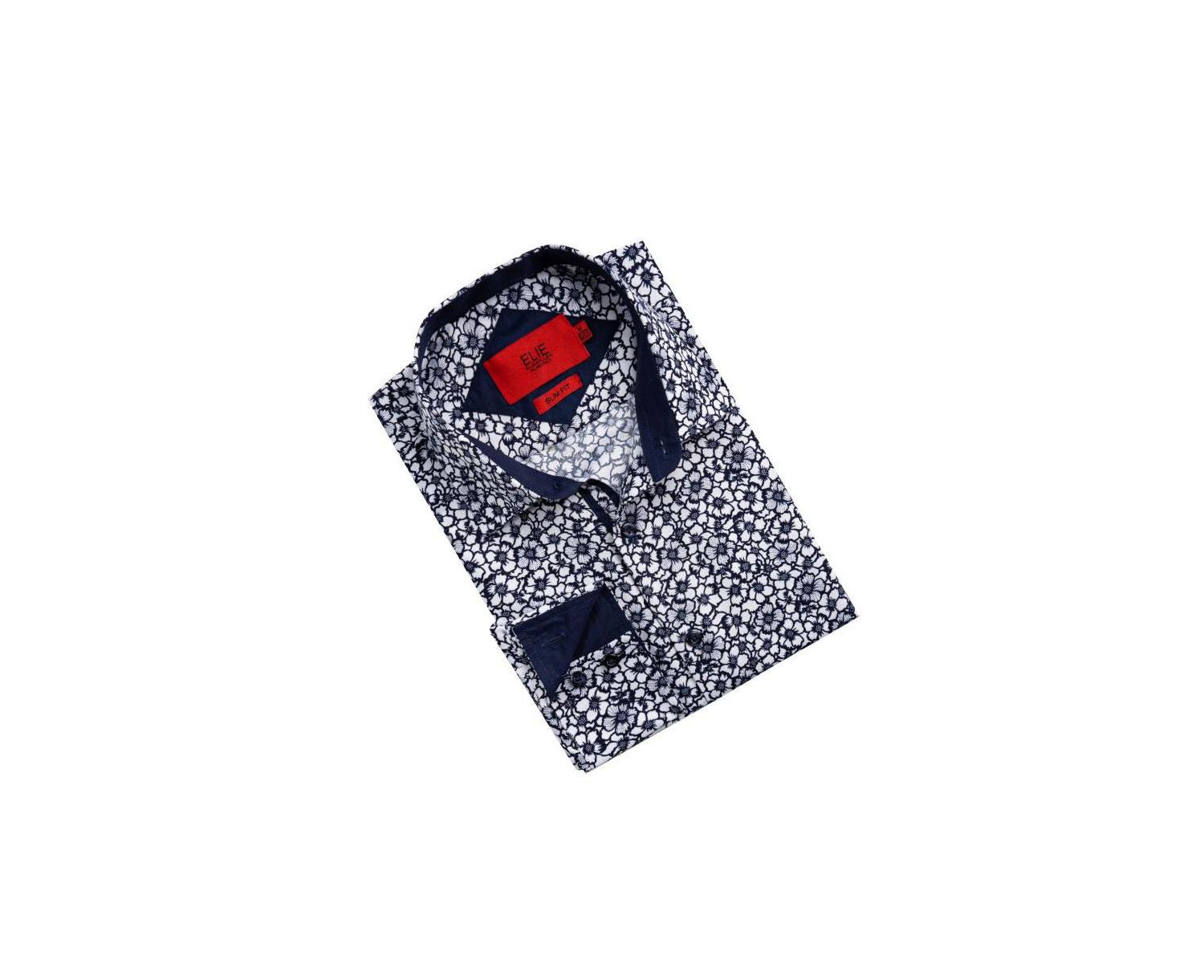 Men's Slim Fit Floral Print Button-Down Shirt for Men
