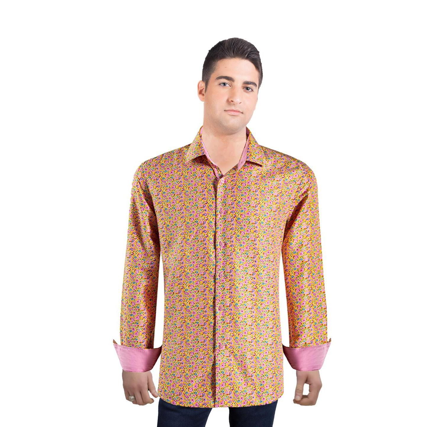 Men's Slim Fit Paisley Print Button-Down Shirt By