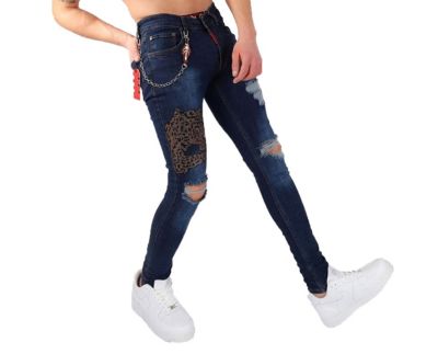 Elie Balleh Men's leopard patch skinny distressed jeans for men - Macy's