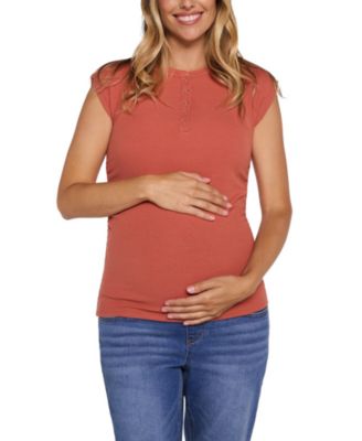 Maternity Motherhood Ruched Henley Muscle Tee