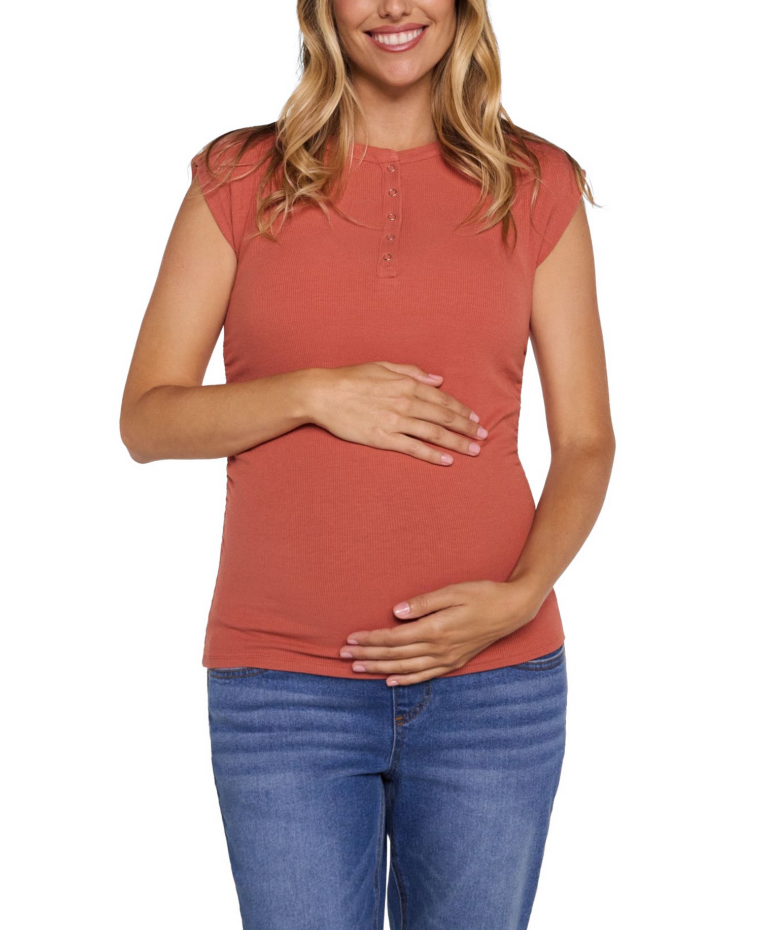 Women's Motherhood Ruched Henley Muscle Tee