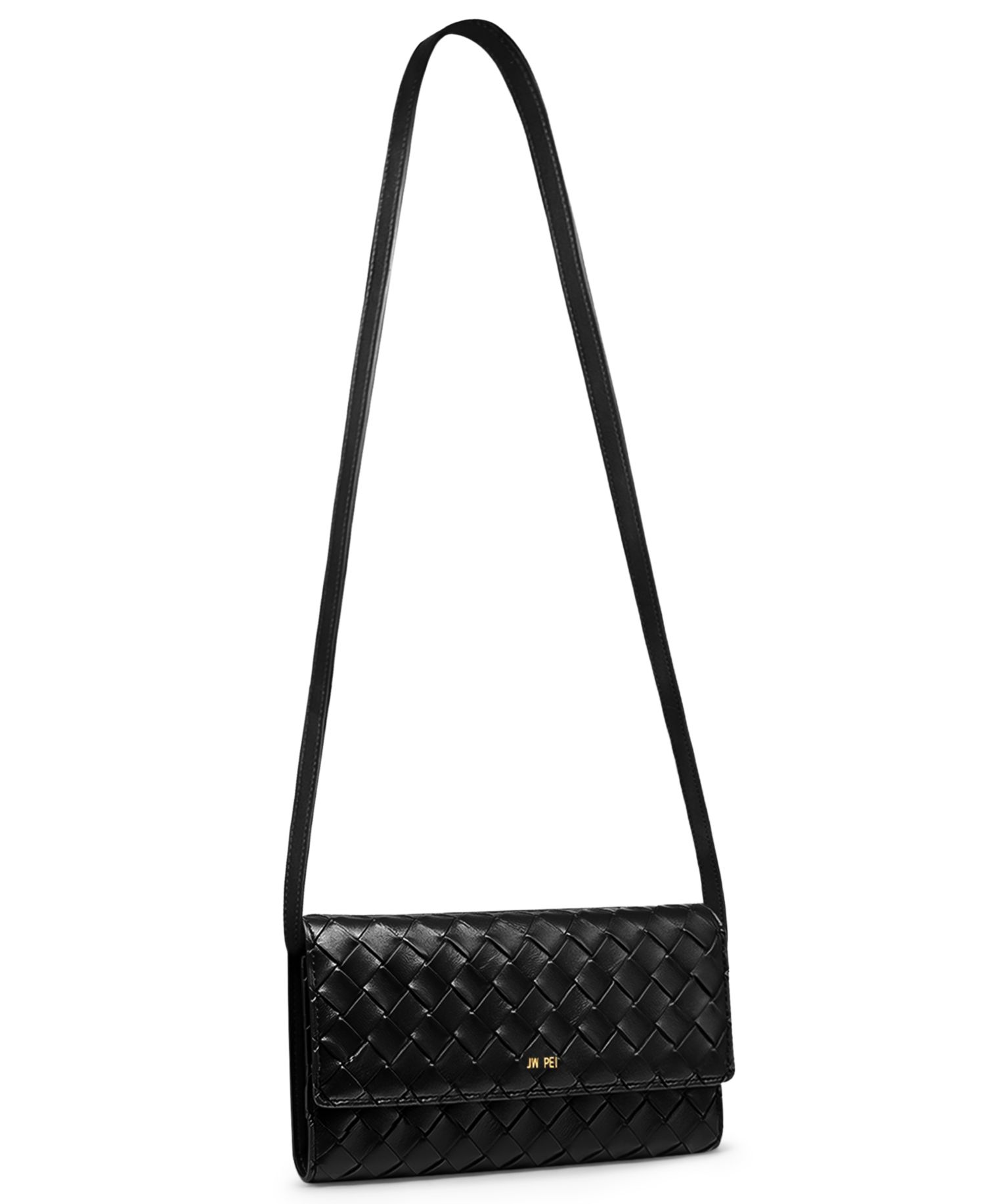 Woven Pebbled Gold-Tone Hardware Wallet
