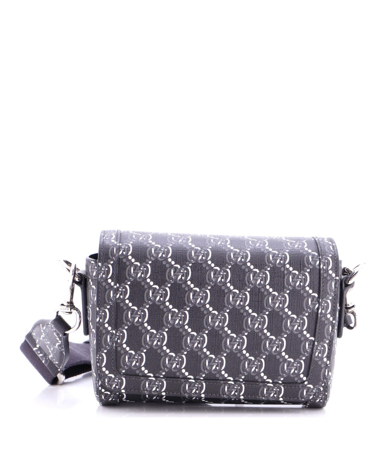 Pre-Owned Gucci Super Mini Flap Messenger Bag Gg Shadow Coated Canvas - Black