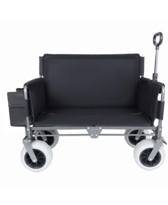  3-in-1 Folding Wagon with Bench Seat, 500 lbs Capacity, All-Terrain Tires