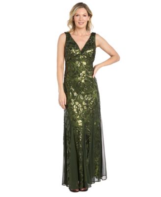 Petite Floral Sequin Beaded Gown