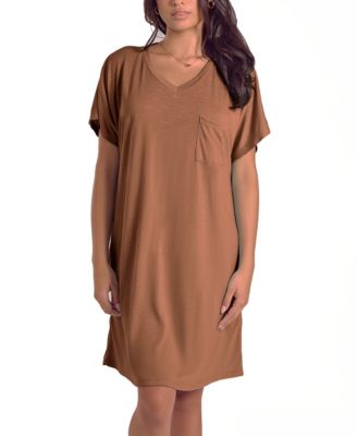 Women's Soft Breathable Night Shirt with Side Pockets