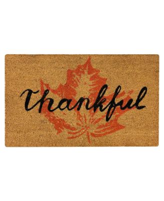 Fall Harvest Thankful Leaf Bristled Outdoor Welcome Mat