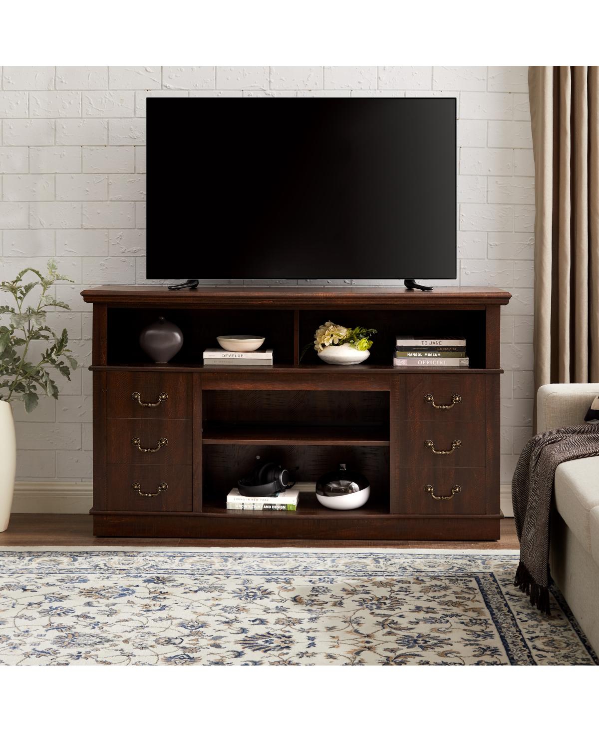Streamdale Furniture Mid-Century Modern Retro Tv Stand with Storage for TVs up to 65 - Espresso