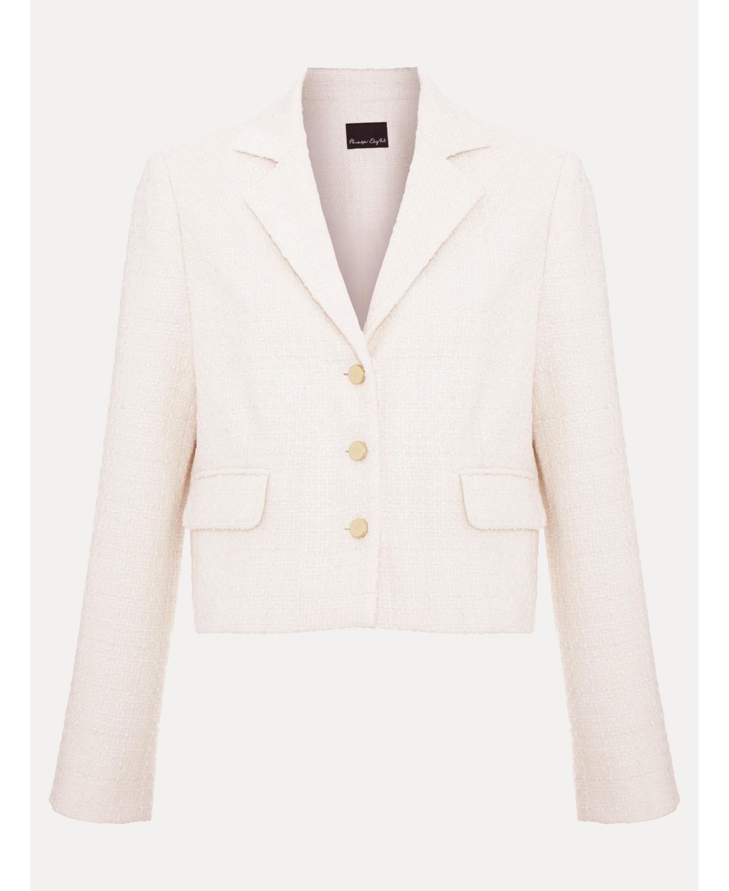 Женская куртка Phase Eight Adria Cropped Textured Jacket Blazer, цвет: Белый — фото 6