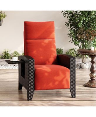 150degree(s) Adjustable Reclining Patio Chair - Lay-Flat Outdoor Lounge, Turn over-Up Side Table, Removable Cushion