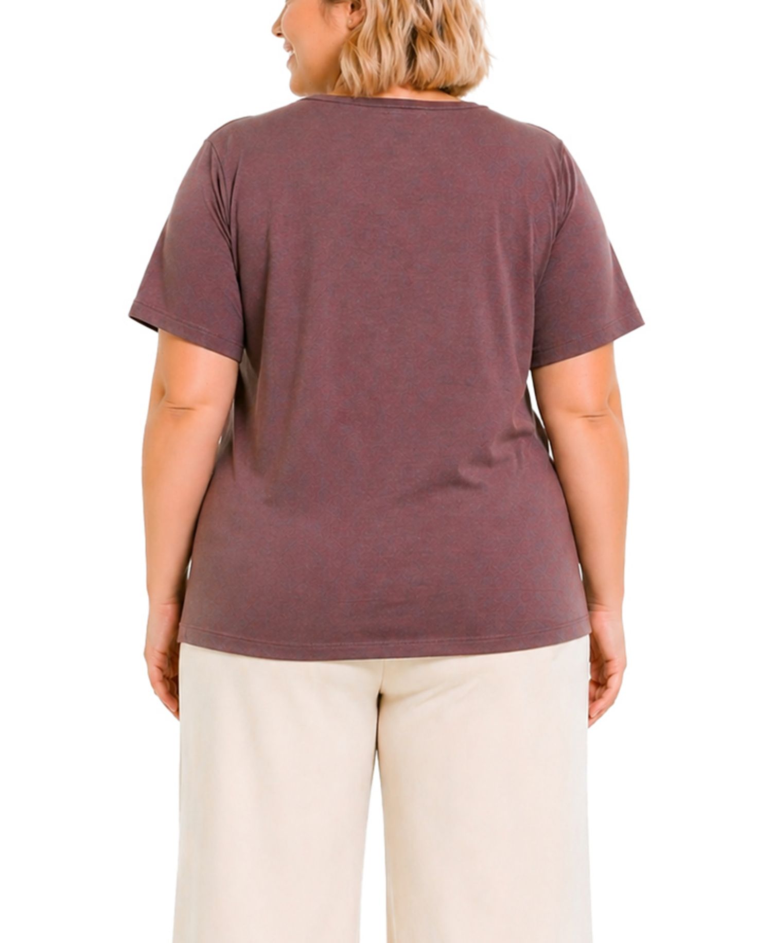 Plus Size Python Mesh Inset V-Neck Top
