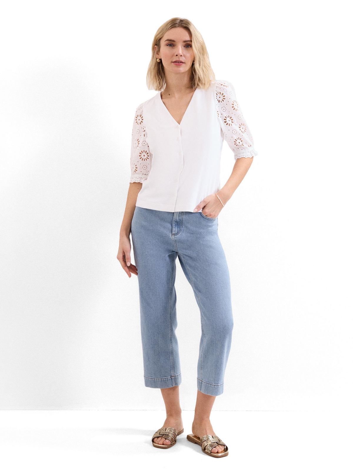Phase Eight Women's Eleanor Floral Eyelet Detail Top