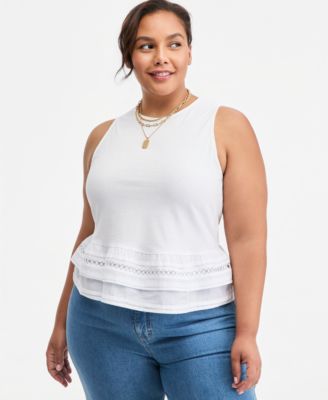 Trendy Plus Size Ruffle-Hem Square-Neck Tank