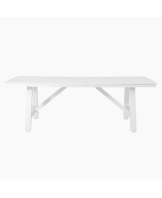 90" HDPE Rectangle Outdoor Patio Dining Table With Umbrella Hole and Metal Frame