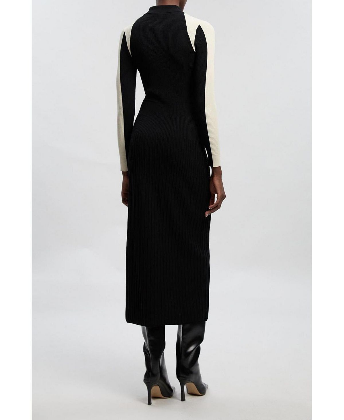 Karen Millen Women's Rib Knit Long Sleeve Military Midi Dress view 5 — MAYCSS fashion products