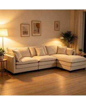  3-Seat Sectional Sofa with Ottoman and Waist Pillows