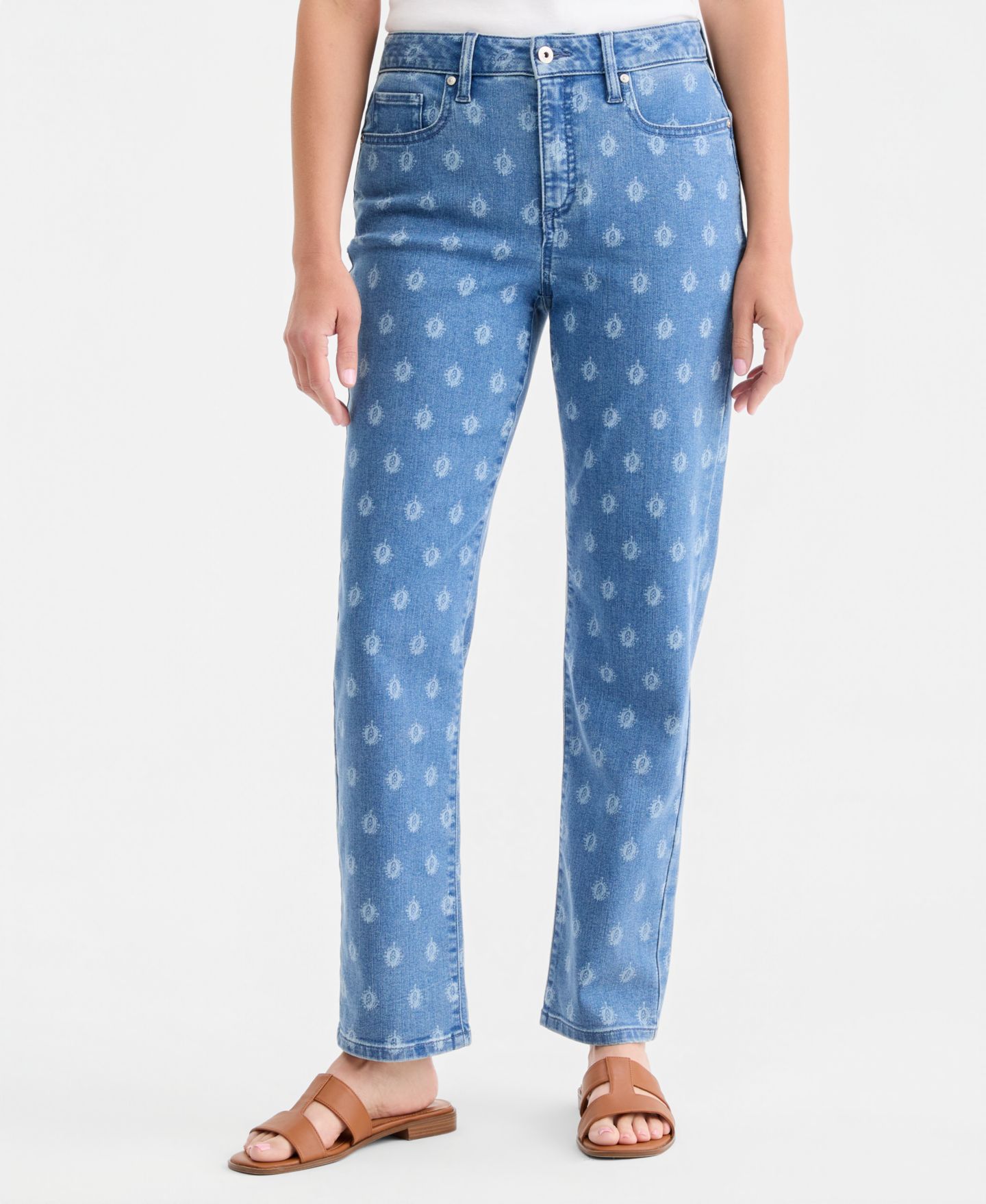 Женские джинсы Style & Co Printed High-Rise Natural Straight-Leg, цвет: Варёный — фото 3