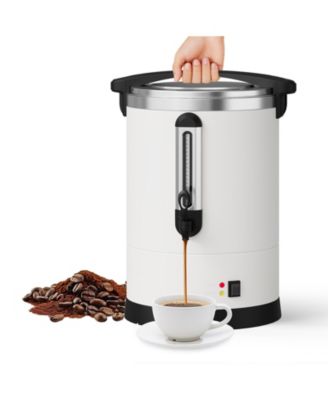 14L Double Wall Commerical Coffee Urn, Hot Coffee Dispenser, White for Wedding, Buffet, Catering, Events, Outdoor Bar