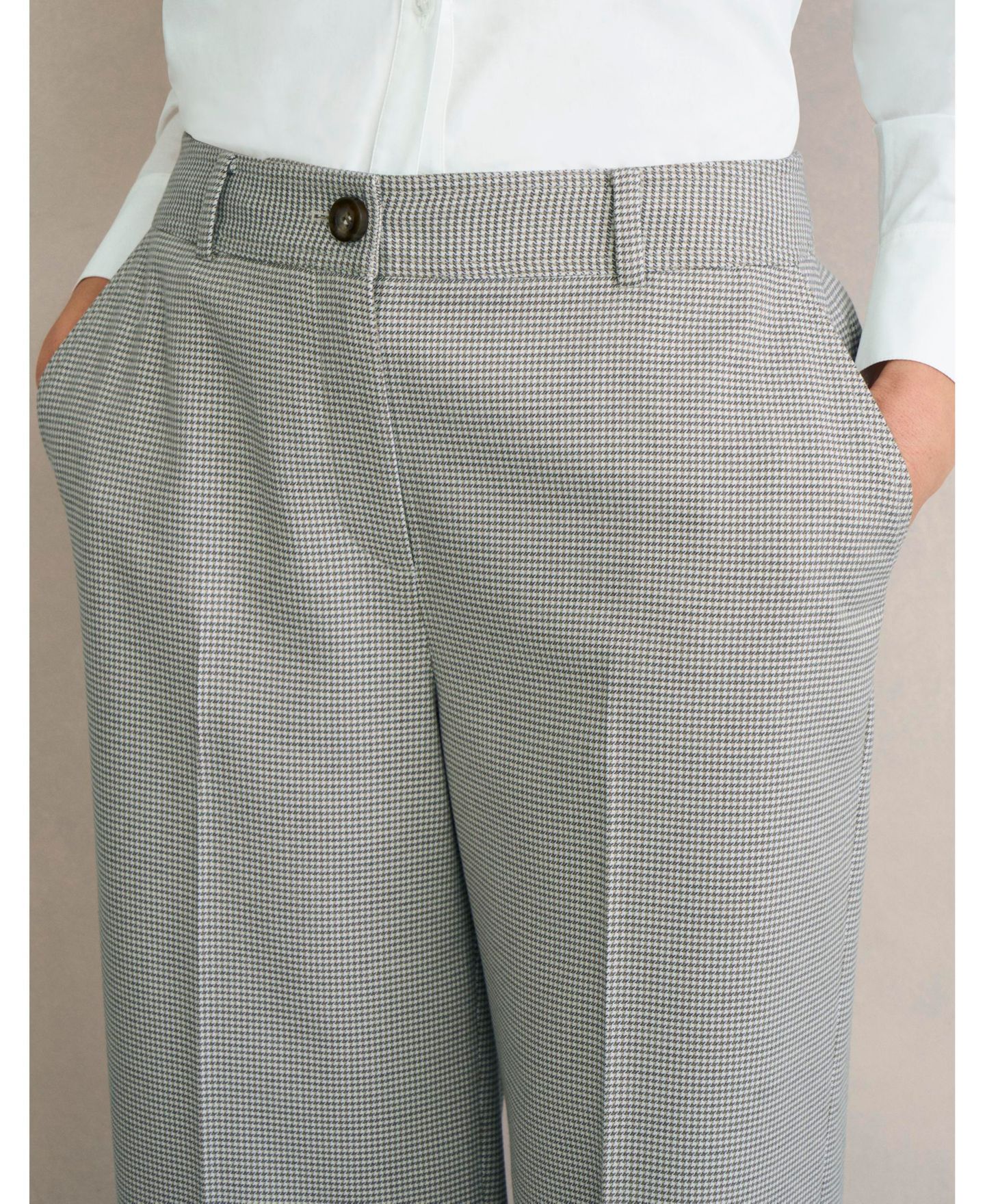 Женские брюки Hobbs London Ellie Wide Leg Tailored, цвет: Бежевый / Хаки — фото 5