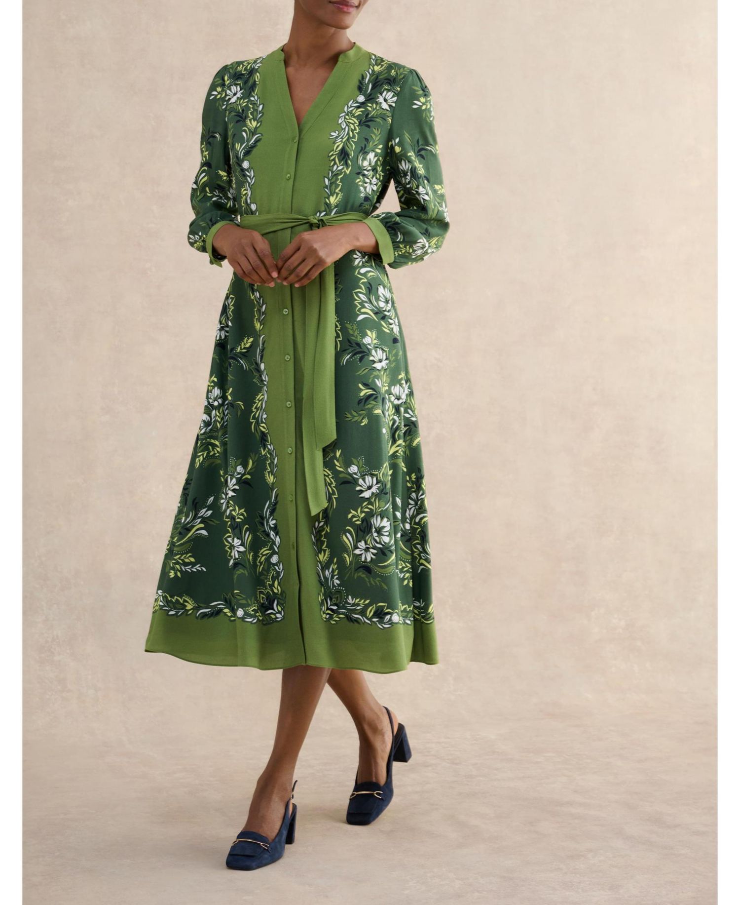 Women's Apolline Printed V-Neck Midi Shirt Dress