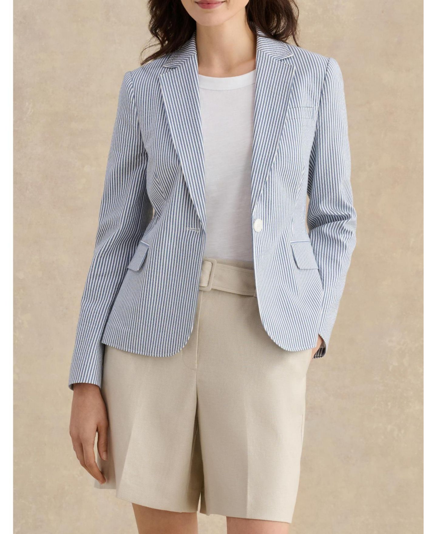 Женский пиджак Hobbs London Blake Structured Single-Button Blazer, цвет: Пастельный синий — фото 7