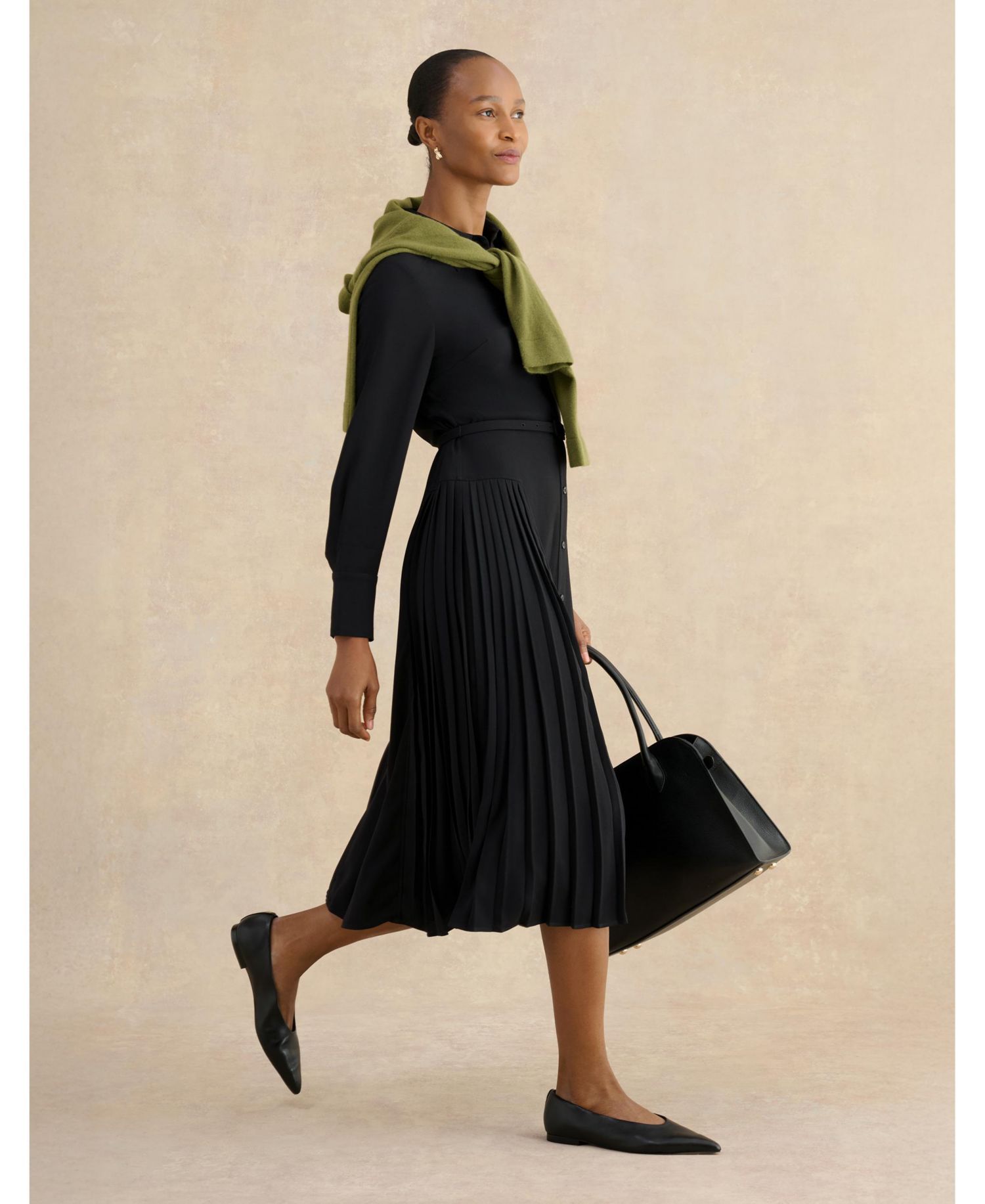 Women's Ginny Belted Pleated Midi Shirt Dress