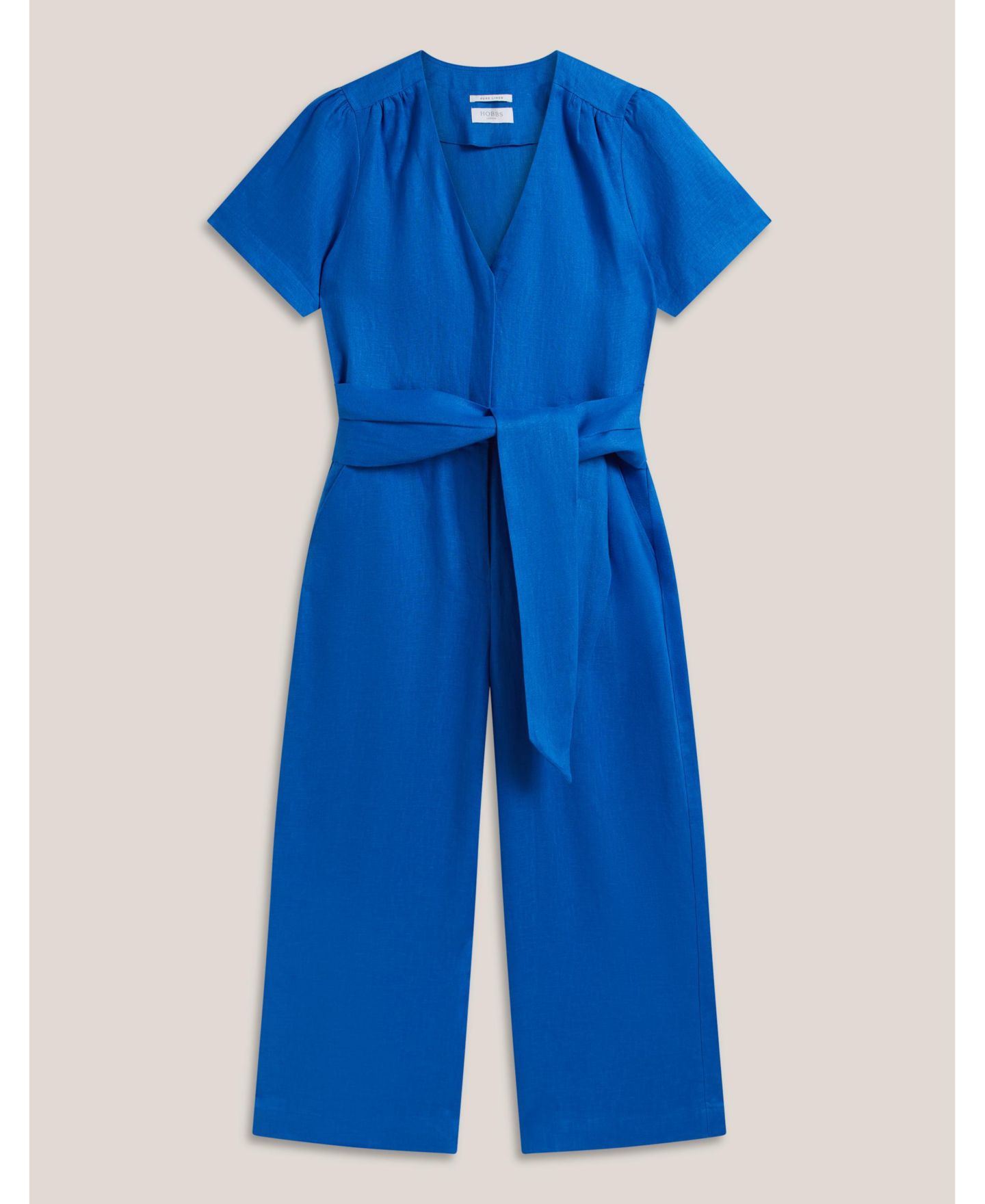 Женский комбинезон Hobbs London Evie V-Neck Cropped Jumpsuit, цвет: Средний синий — фото 3