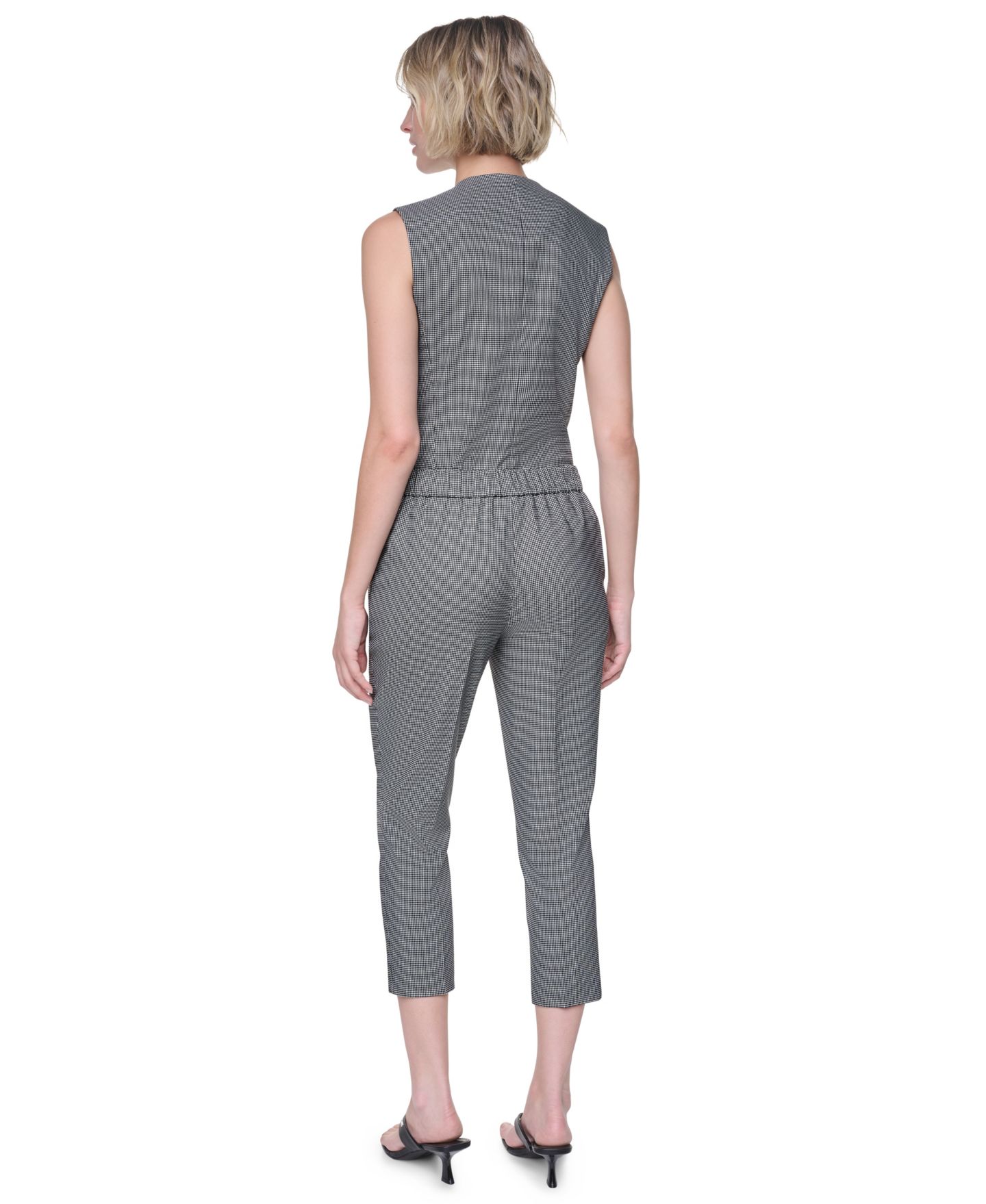 Женские брюки DKNY Petite Houndstooth Millenium Ankle, цвет: Чёрный / Слоновая кость — фото 6