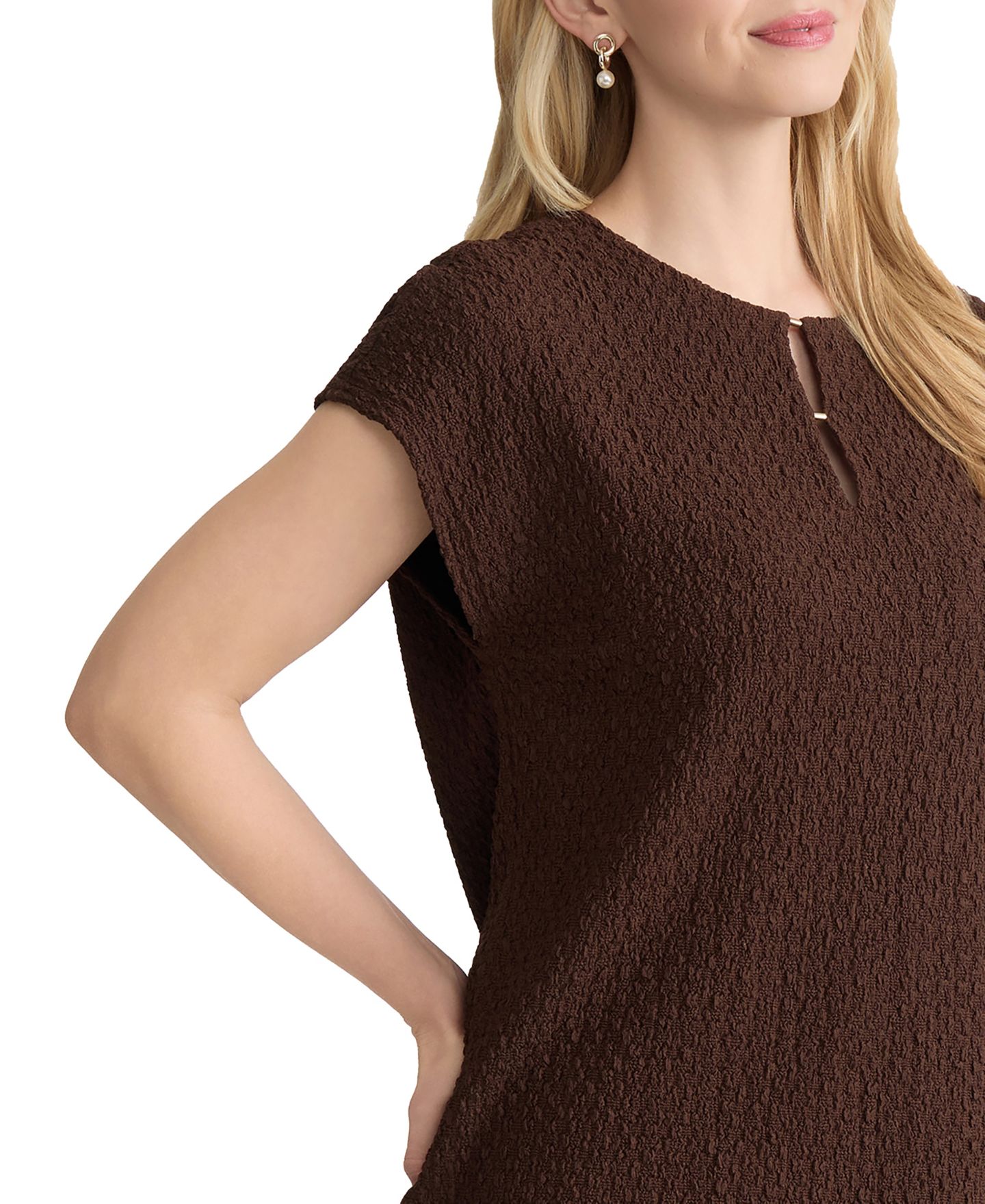 Женский топ Jones New York Extended Shoulder Top, цвет: Fudge — фото 3