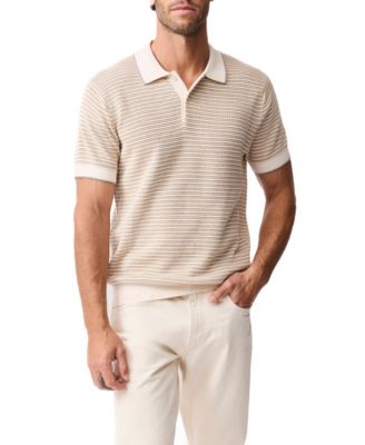 Rodd Gunn Men's Oyster Island Cotton Striped Knit Polo Shirt