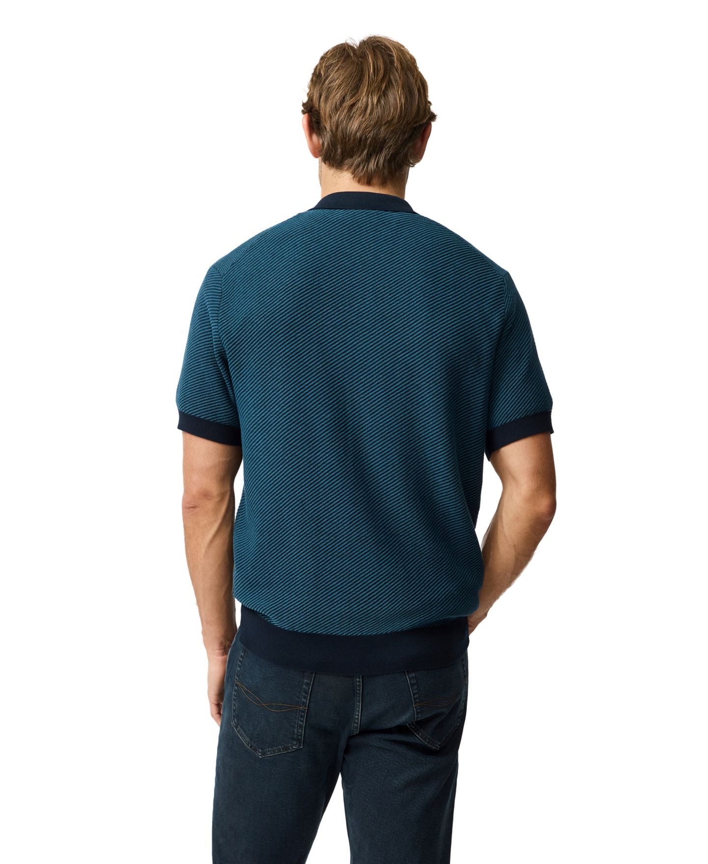 Мужское поло Rodd & Gunn Rodd Gunn Benford Bay Cotton Textured Knit Polo Shirt, цвет: Чернильный — фото 4