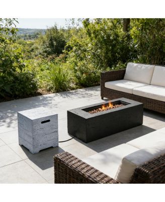 41.9 inch 2-in-1 Rectangular Propane Fire Pit and Tank Cover Table Set