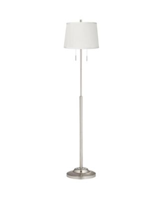 Abba Modern Floor Lamp Standing 66" Tall Brushed Nickel Fabric Tapered Drum Shade for Living Room Bedroom Office House Home