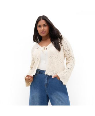 Women's Crochet Love Tie Front Top