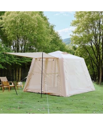 5.76m Inflatable Camping Tent with Canopy, Pump and Waterproof Oxford Fabric