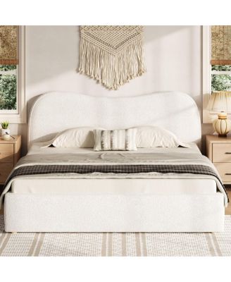 Upholstered Platform Bed with Wooden Slats