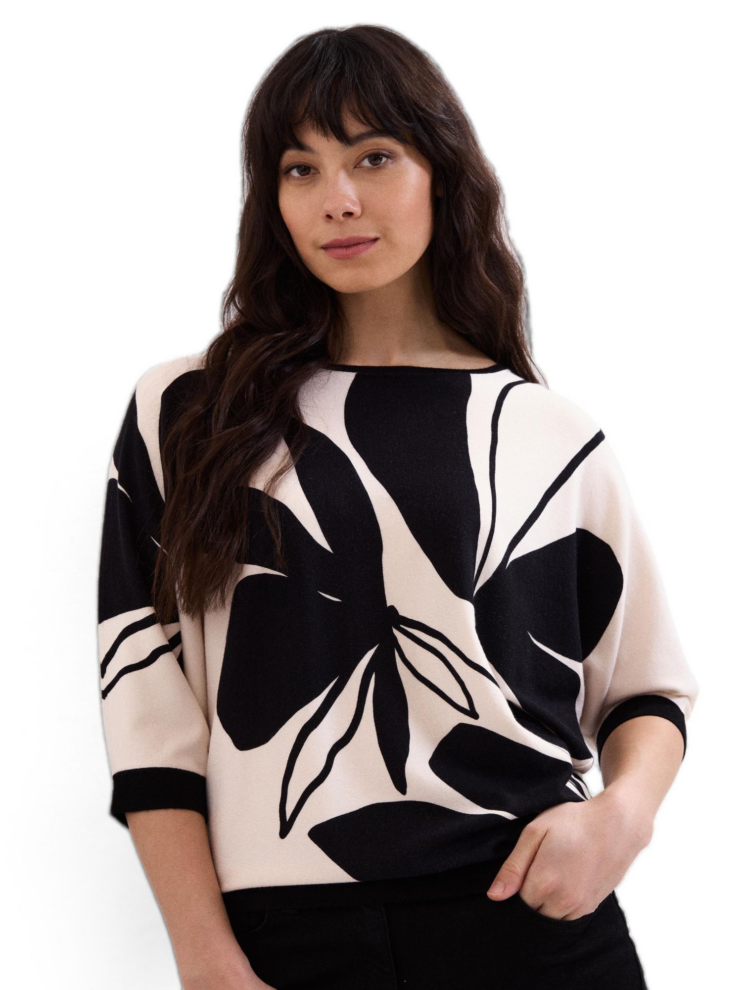 Women's Printed Round Neck Knit Faith Jumper