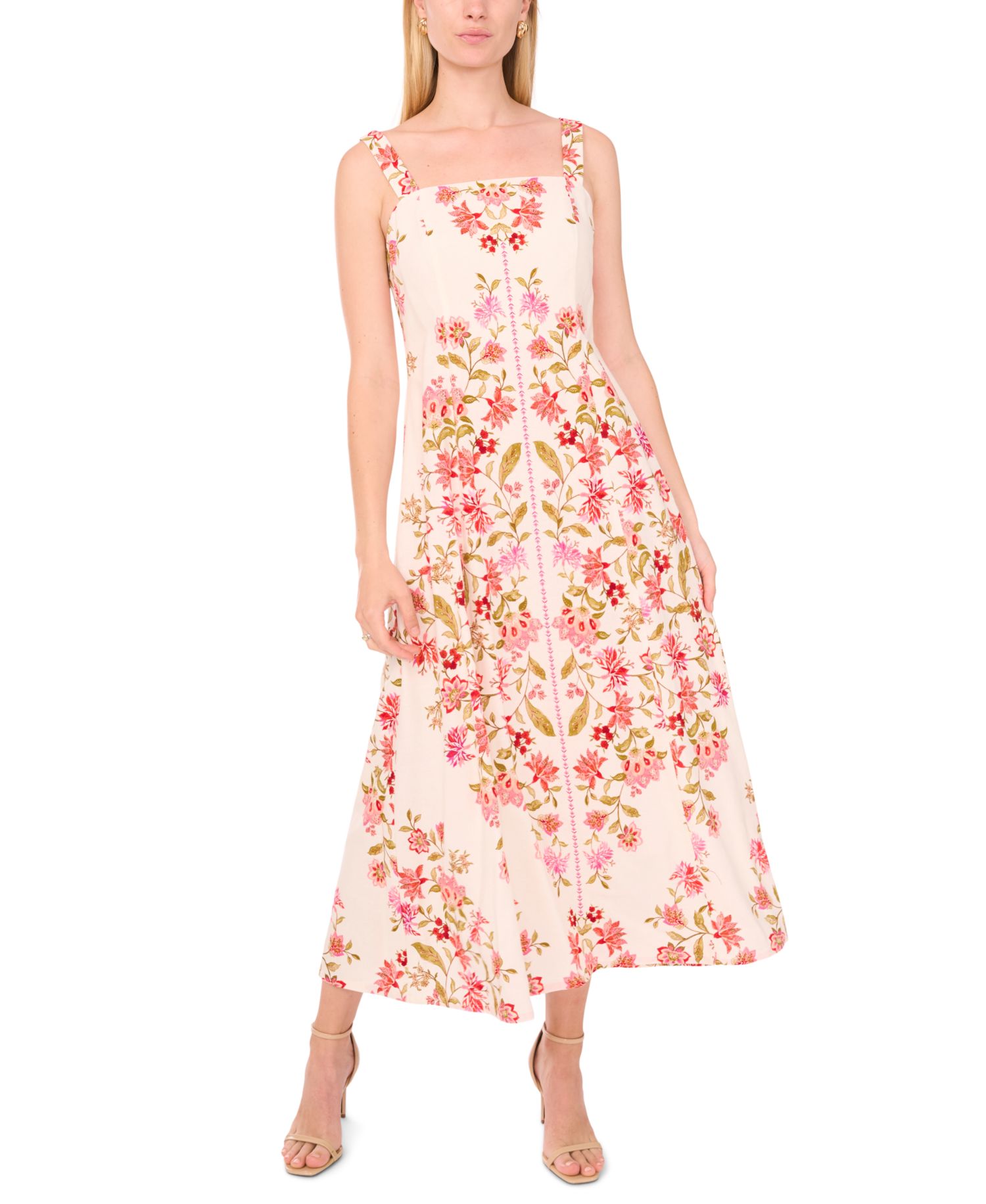 Women's Square Neck Panel Maxi Dress