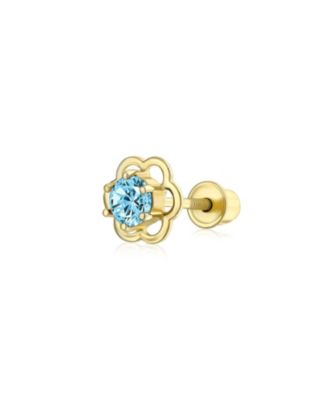 Tiny Open Flower CZ Stud Helix Lobe Cartilage 1 Piece Earring Screwback 14K 4MM