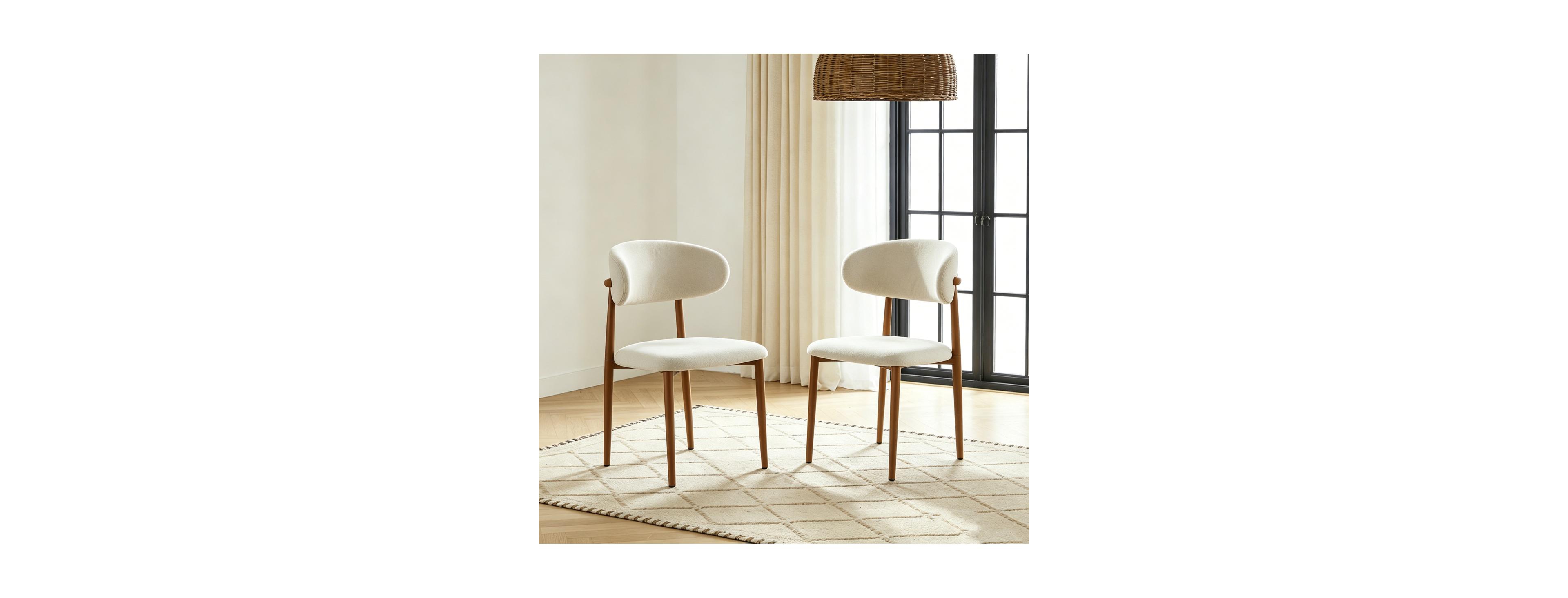 Streamdale Furniture Piece Mid-Century Modern Linen Dining Chair Set