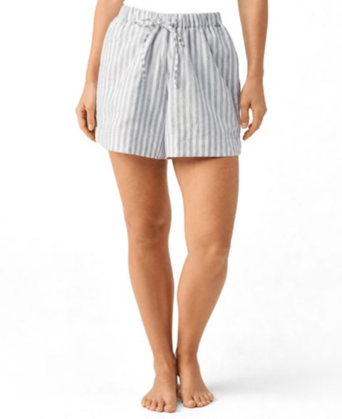 Женские шорты Reistor Striped Linen Drawstring Relaxed, цвет: Полосатый льняной