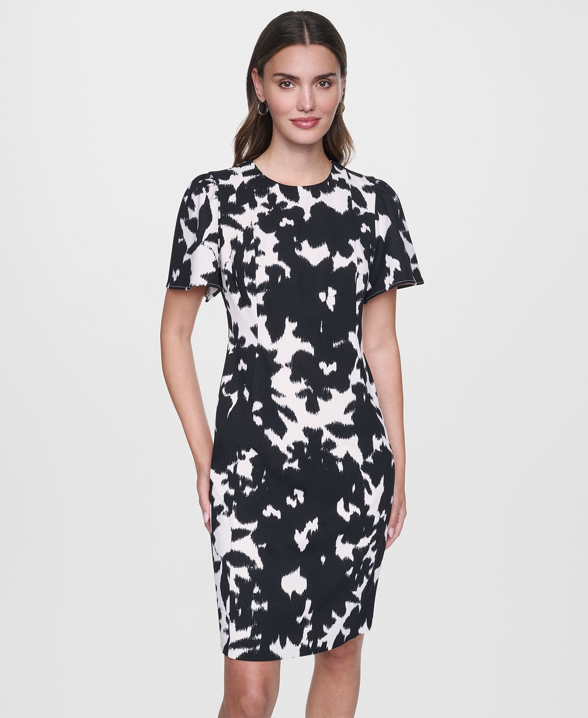DKNY Women's Flutter-Sleeve Printed Dress view 2 — MAYCSS fashion products
