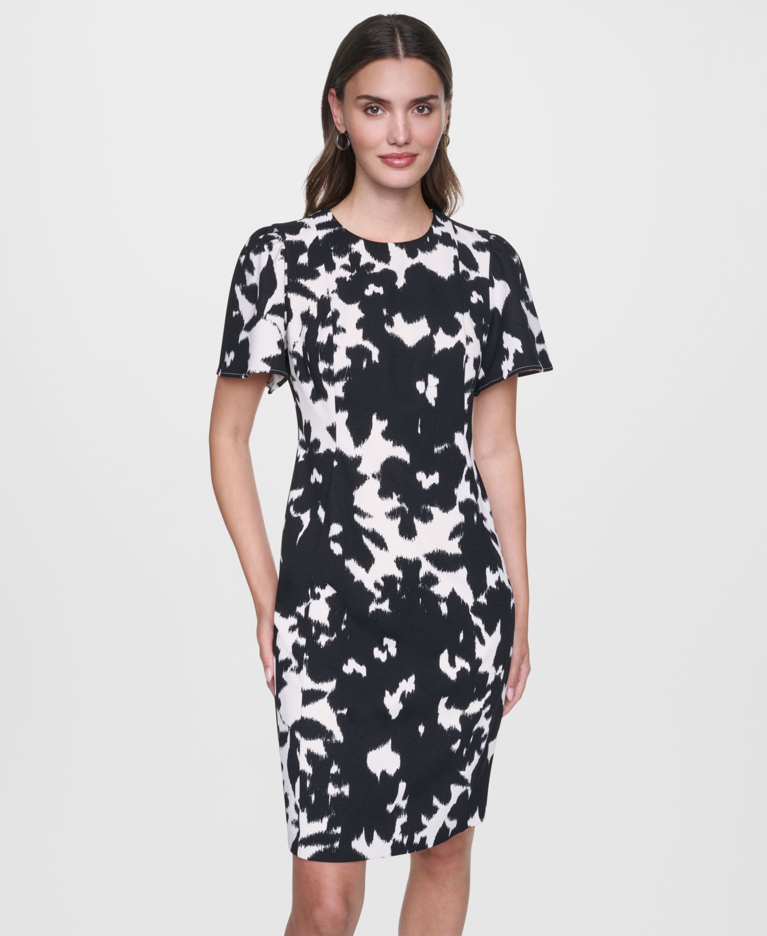 Women's Flutter-Sleeve Printed Dress