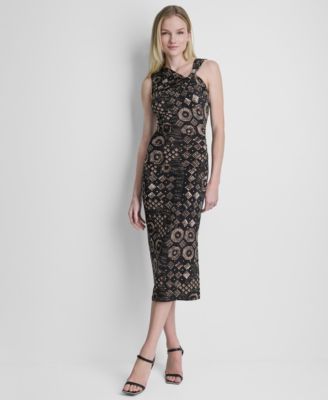 Women's Printed Sleeveless Sheath Midi Dress