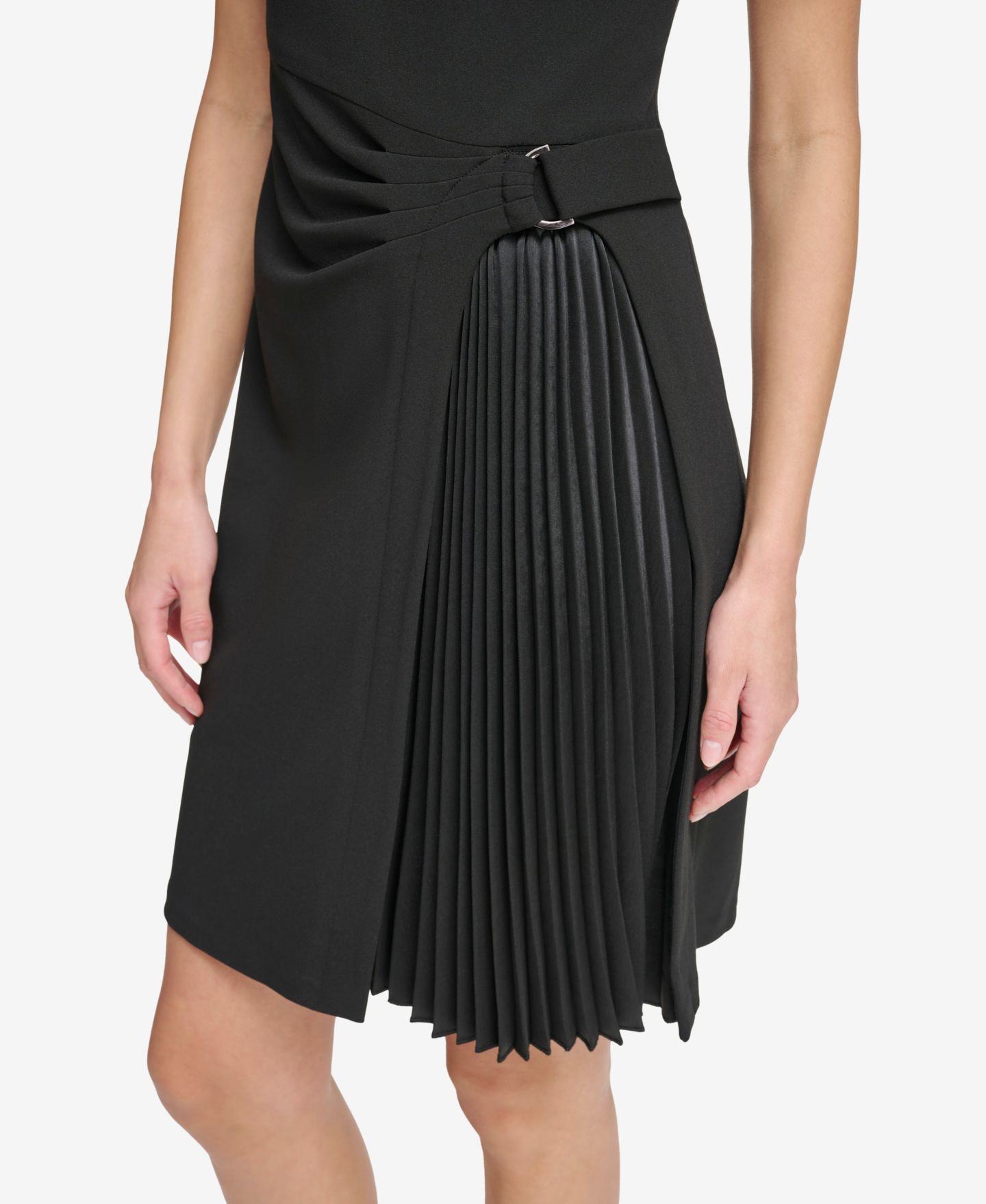 Женское платье DKNY Pleated Skirt Detail Short-Sleeve Dress, цвет: Чёрный — фото 4